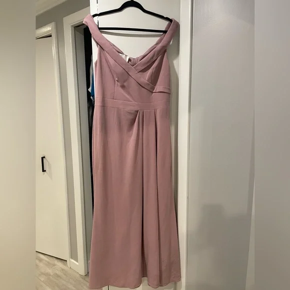 David’s Bridal excellent condition long off should pleated dress color quartz - Picture 2 of 5